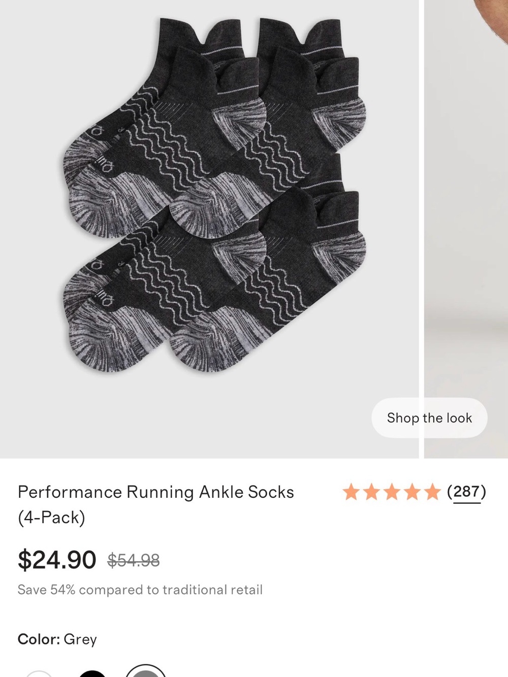 Quince Black & Gray Athletic Ankle Socks - 4-Pack